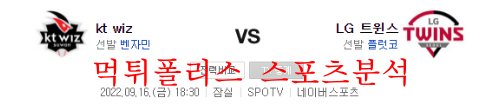 9월16일 KBO LG트윈스 KTwiz 야구 크보분석 먹튀폴리스