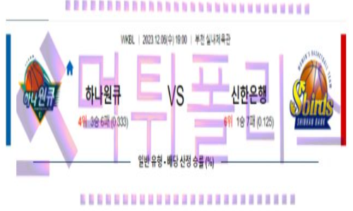 12월06일 하나원큐 vs 신한은행 국내농구분석